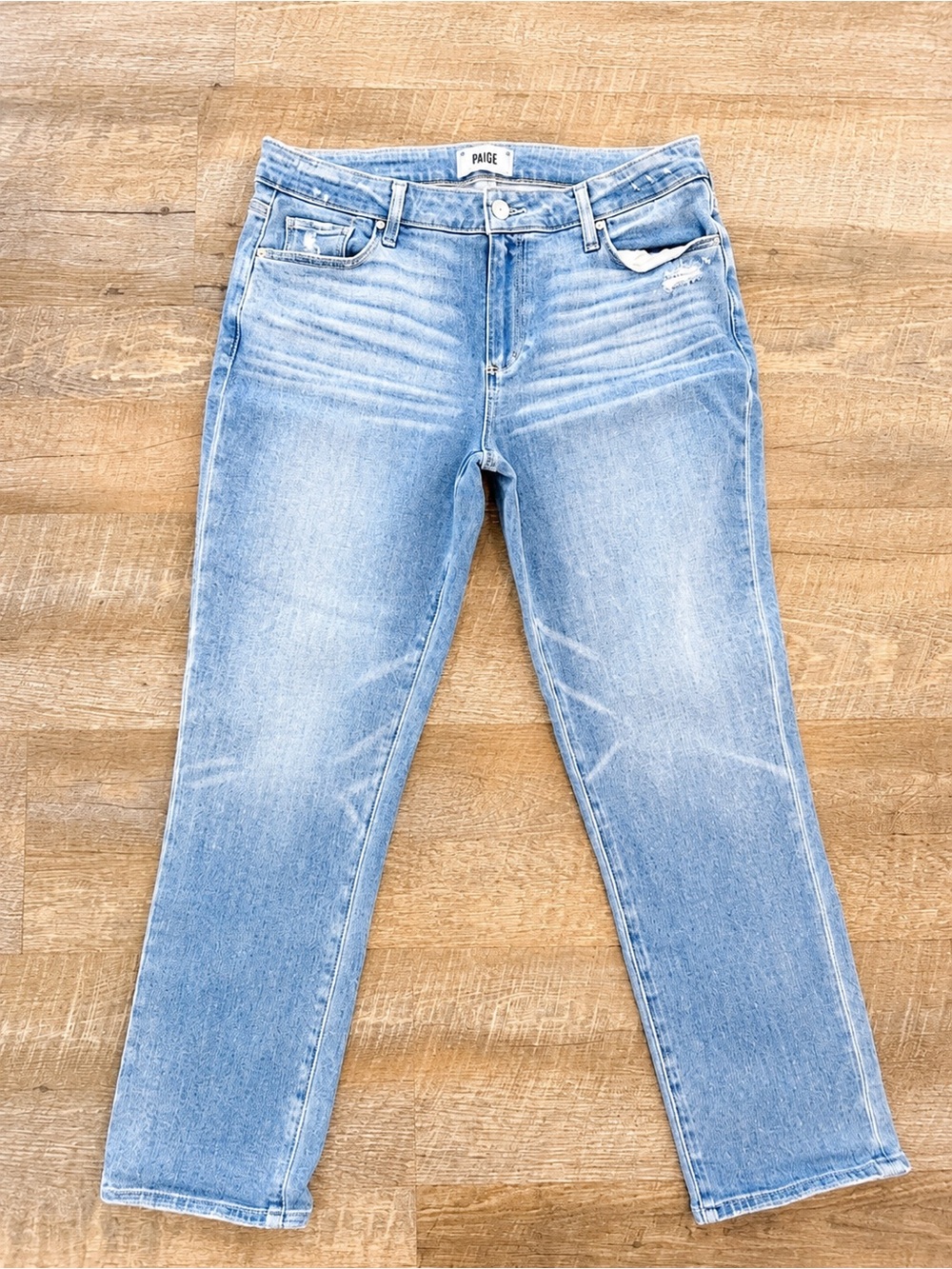 PAIGE Brigette Mid Rise Straight Leg Jeans Size 29 Light Wash Stretch Denim